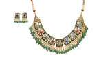 Kundan Pearl Green Jewellery Set By Fluorite