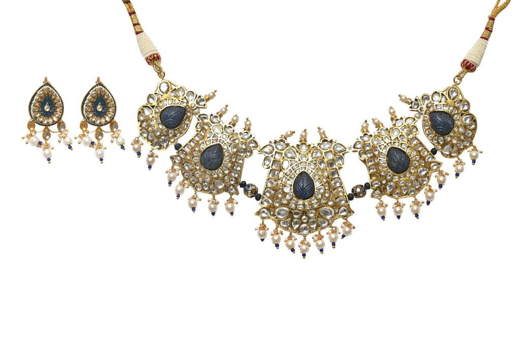 Polki Kundan Necklace Set By Fluorite