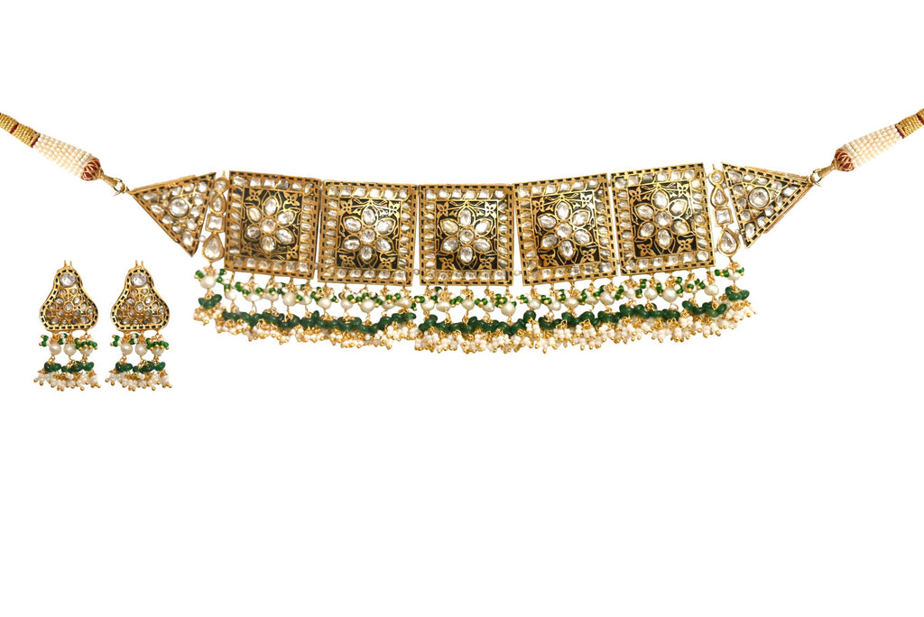 Kundan Choker Earring Set By Fluorite