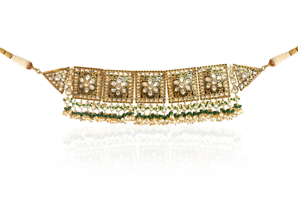 Kundan Choker Earring Set By Fluorite