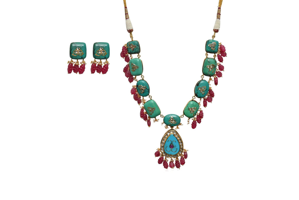 Turquoise Red Jewellery Set By Fluorite