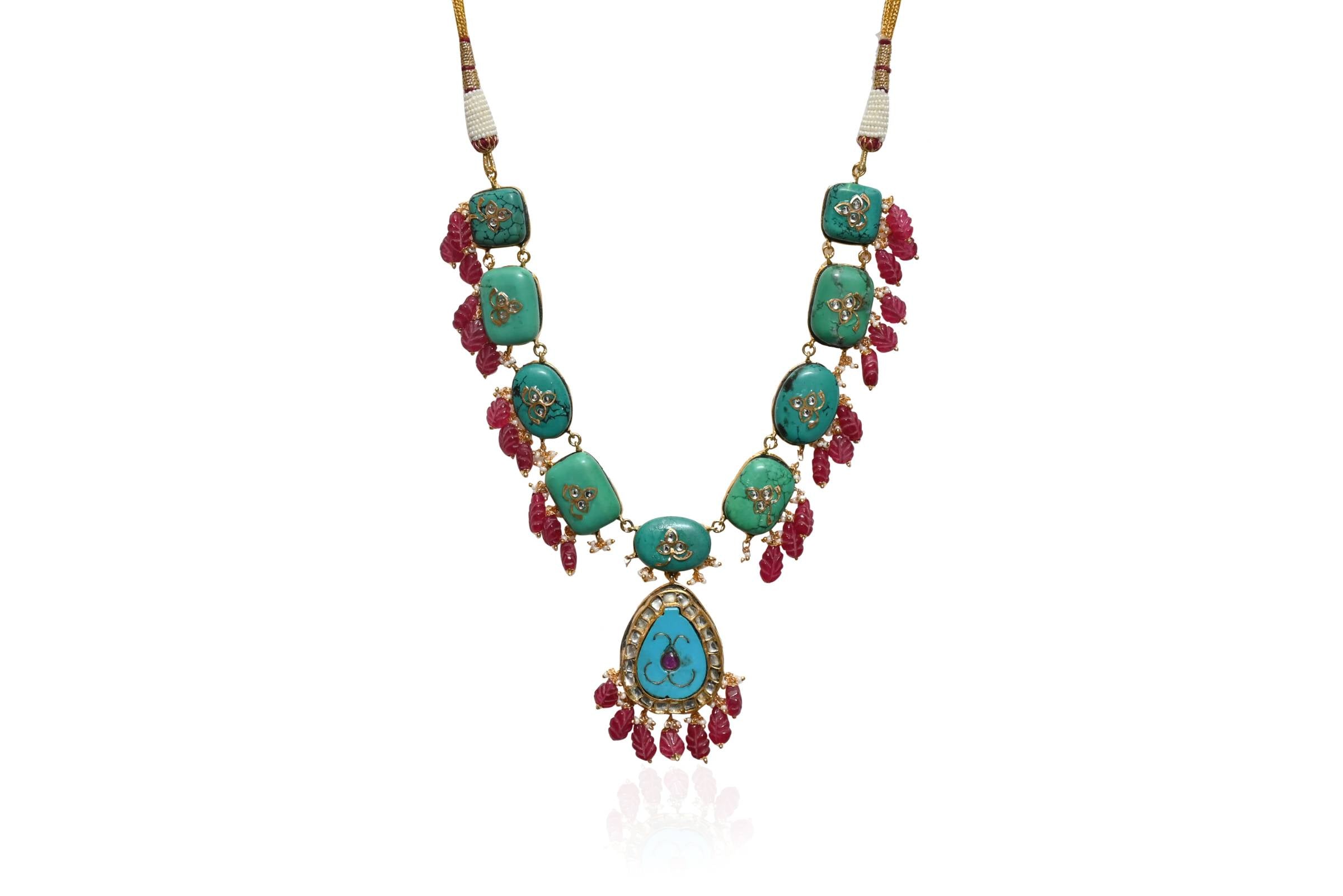 Turquoise Red Jewellery Set By Fluorite