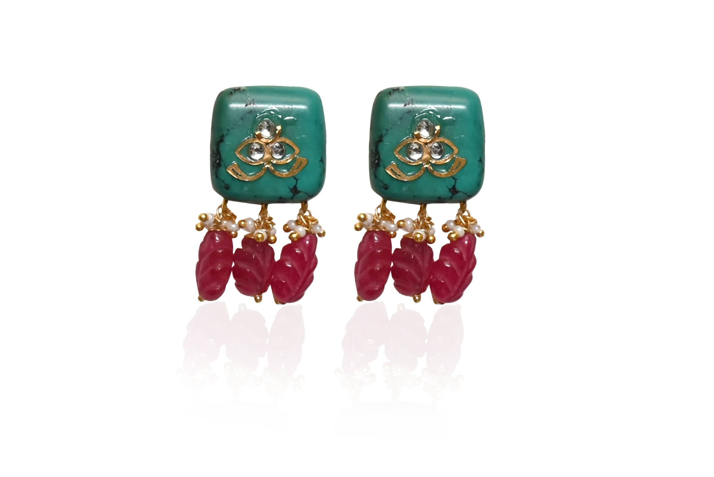 Turquoise Red Jewellery Set By Fluorite