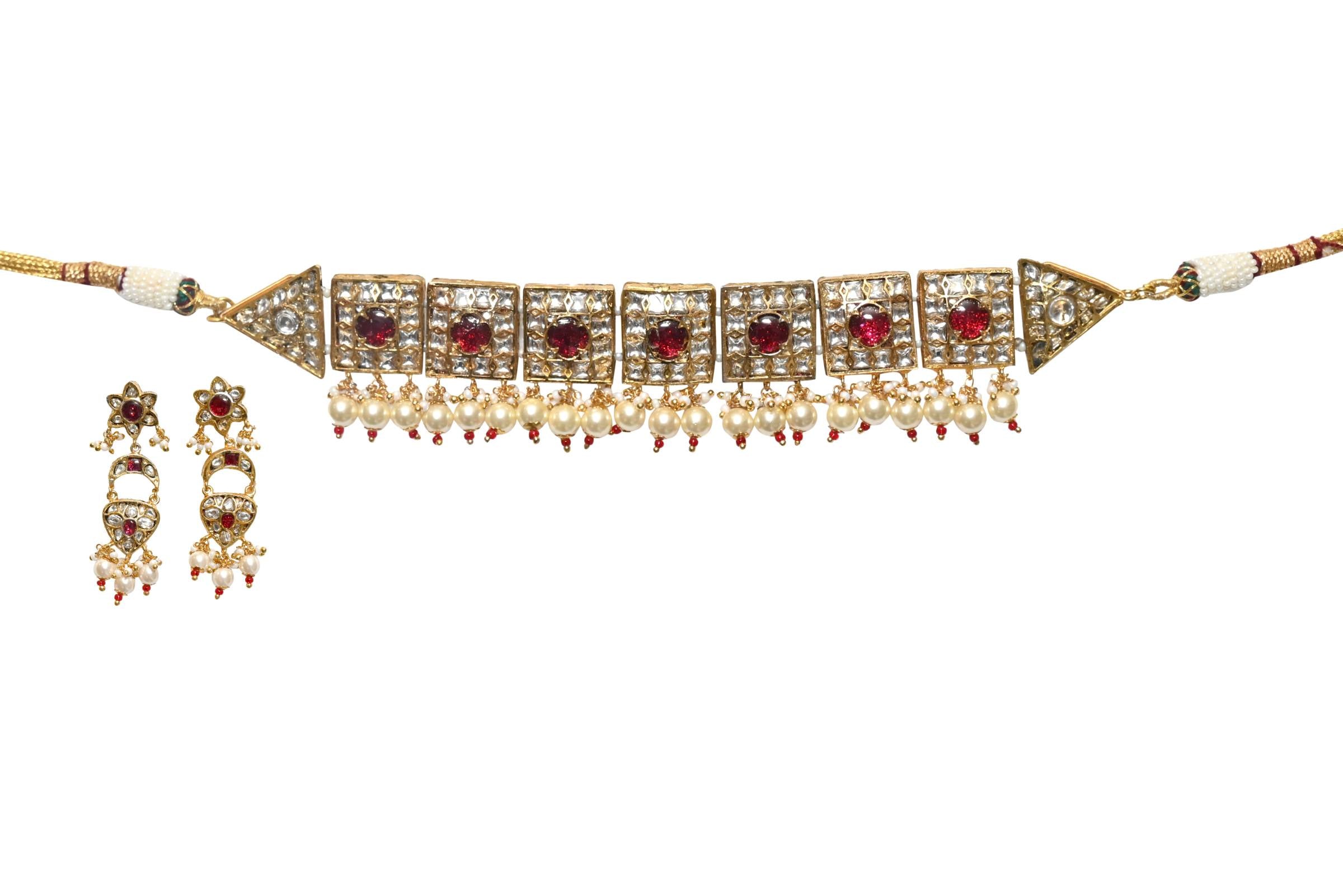 Ruby Pearl Choker Set By Fluorite