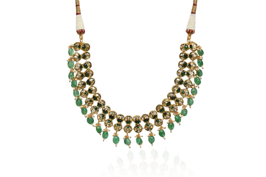 Emerald Kundan Jewellery Set By Fluorite