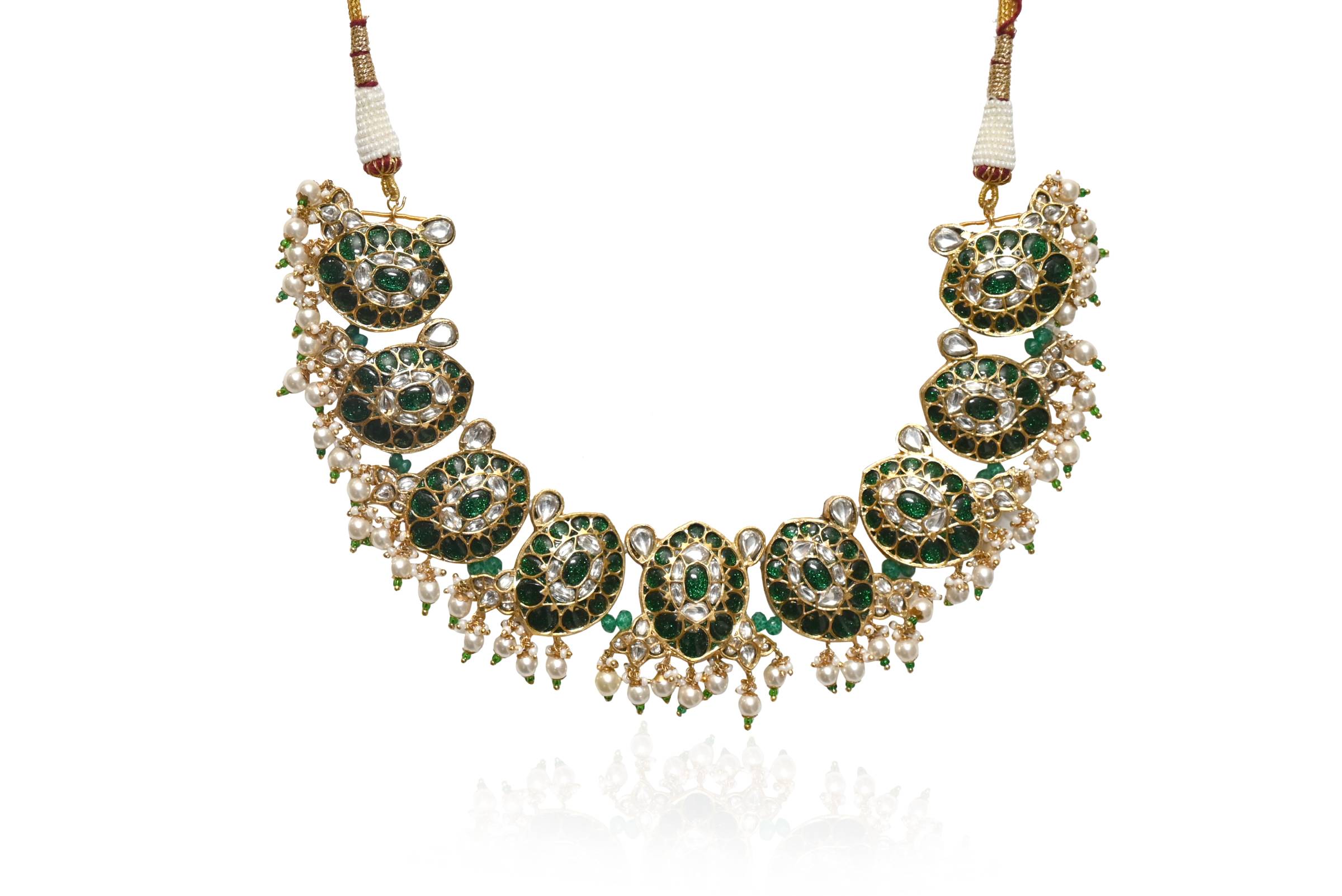 Green Stone Pearl Jewellery Set By Fluorite