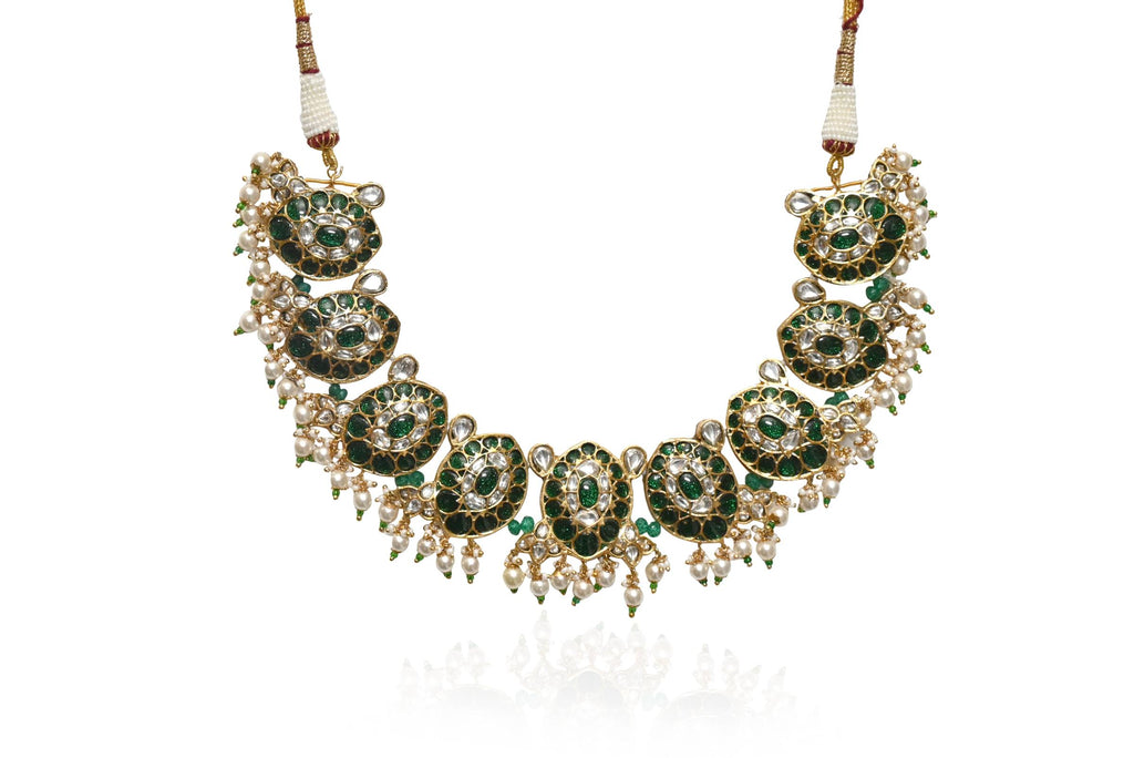 Green Stone Pearl Jewellery Set By Fluorite