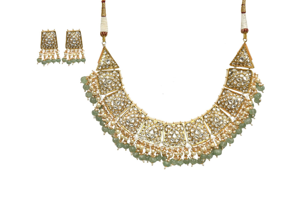 Kundan Pearl Green Set By Fluorite