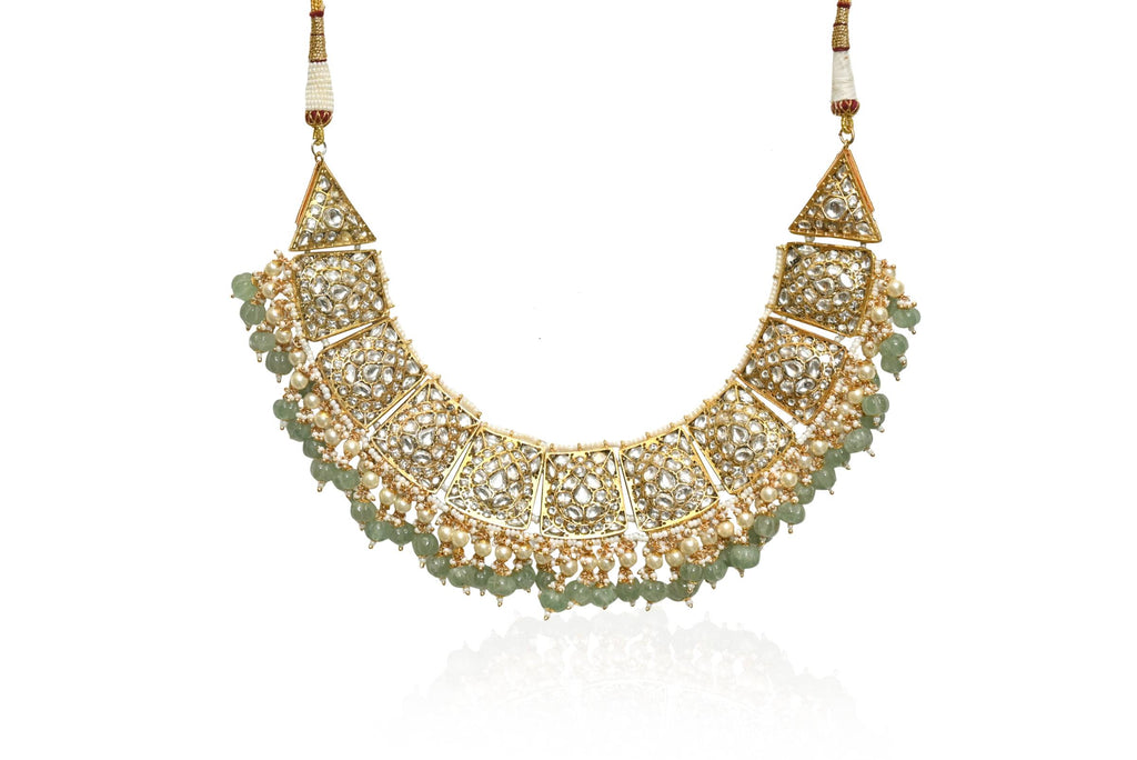 Kundan Pearl Green Set By Fluorite