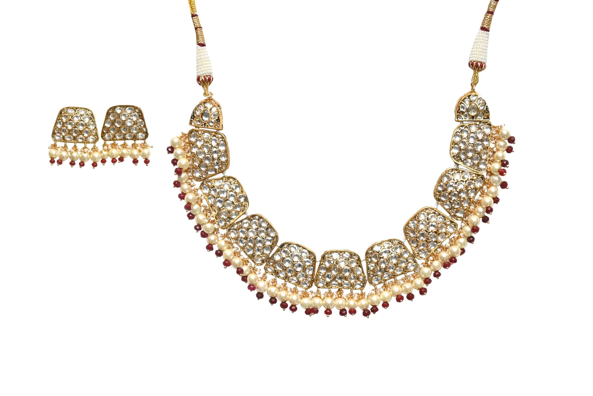 Kundan Pearl Jewellery Set By Fluorite