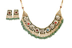 Kundan Pearl Green Jewellery Set By Fluorite