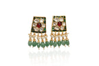 Kundan Pearl Green Jewellery Set By Fluorite