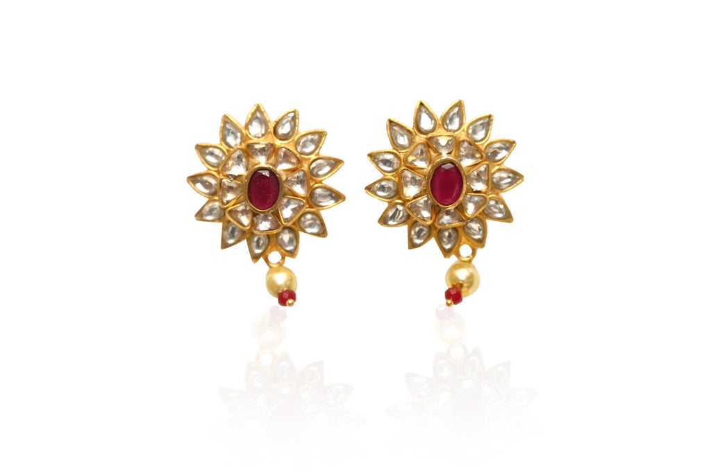 Gold Ruby Pearl Jewellery Set By Fluorite