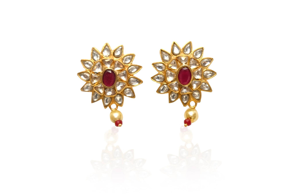 Gold Ruby Pearl Jewellery Set By Fluorite