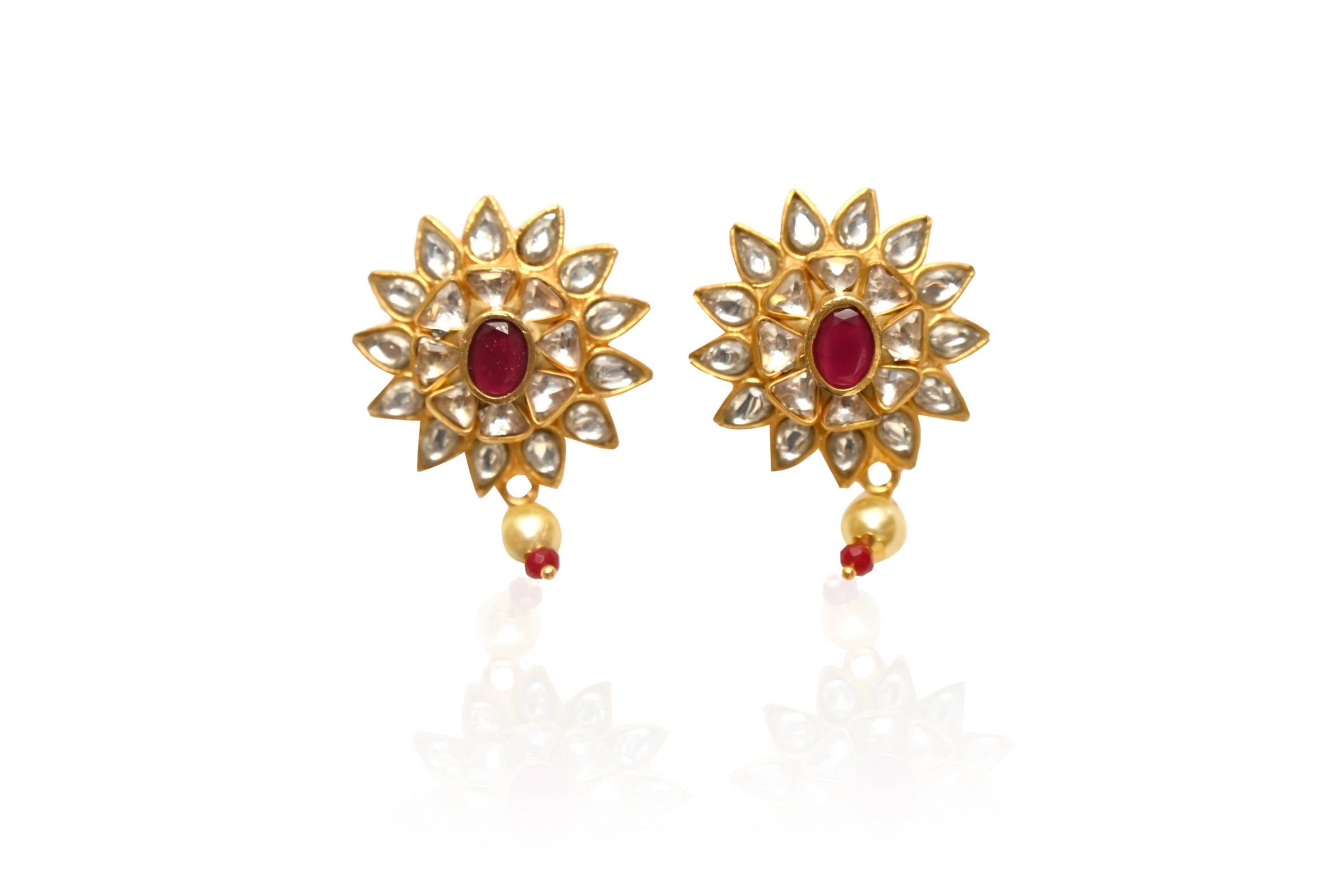 Gold Ruby Pearl Jewellery Set By Fluorite