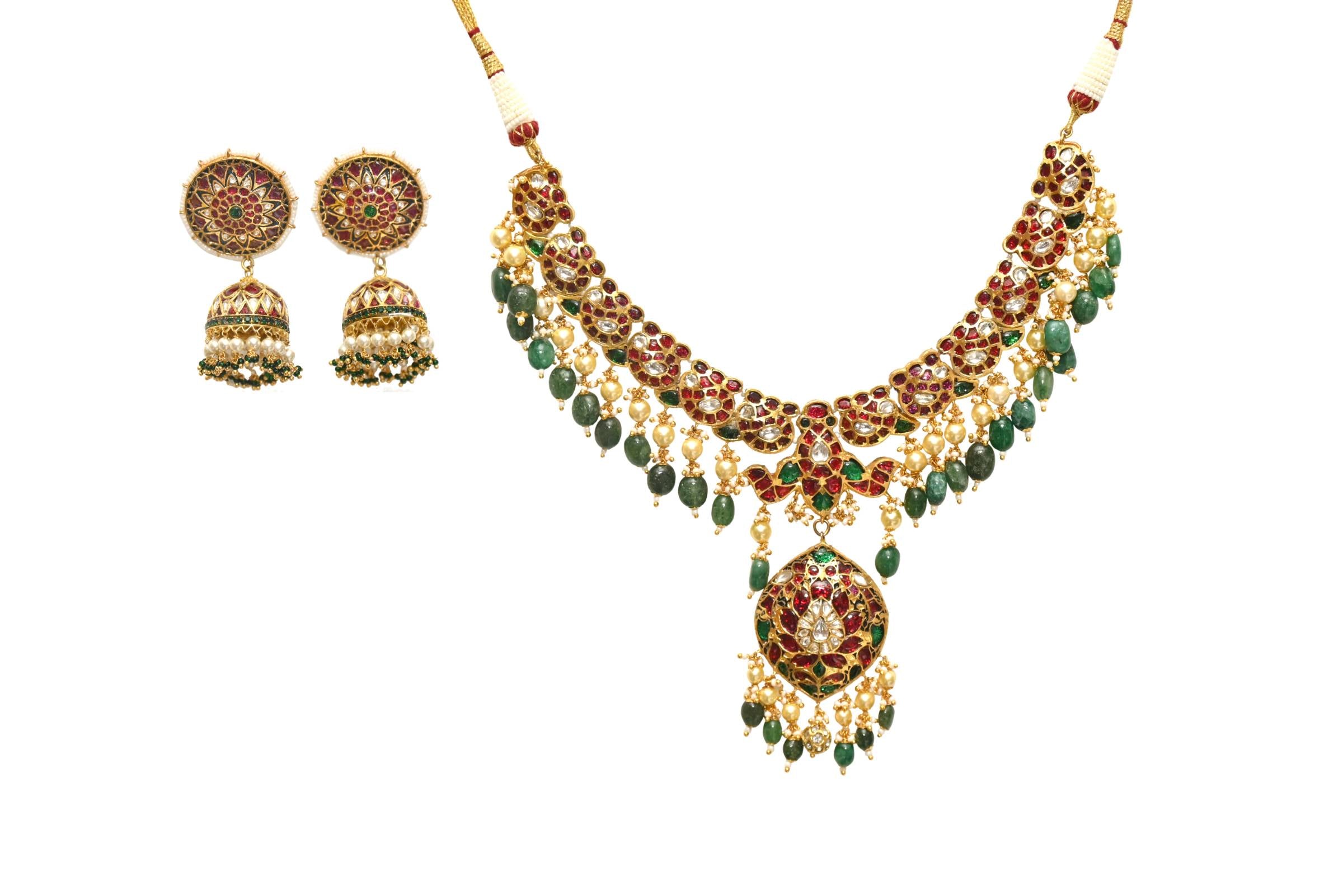 Traditional Pearl Gemstone Set By Fluorite