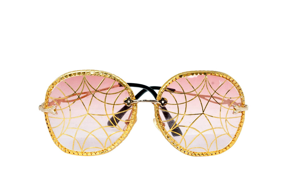 Round Gold Spiderweb Design Sunglasses