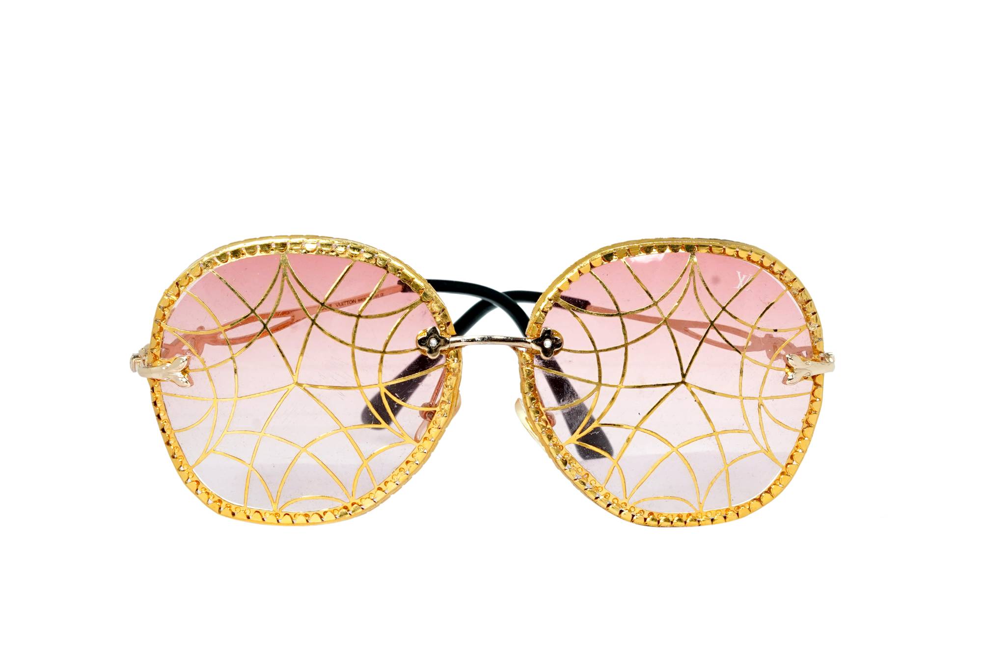 Round Gold Spiderweb Design Sunglasses