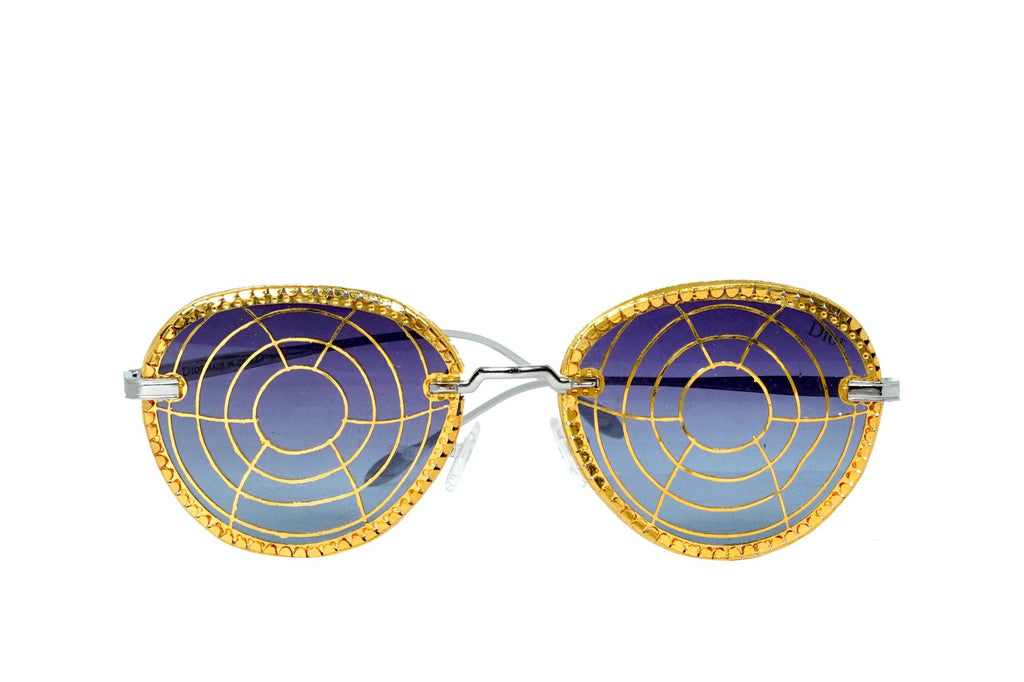 Dior Gold Grid Round Sunglasses