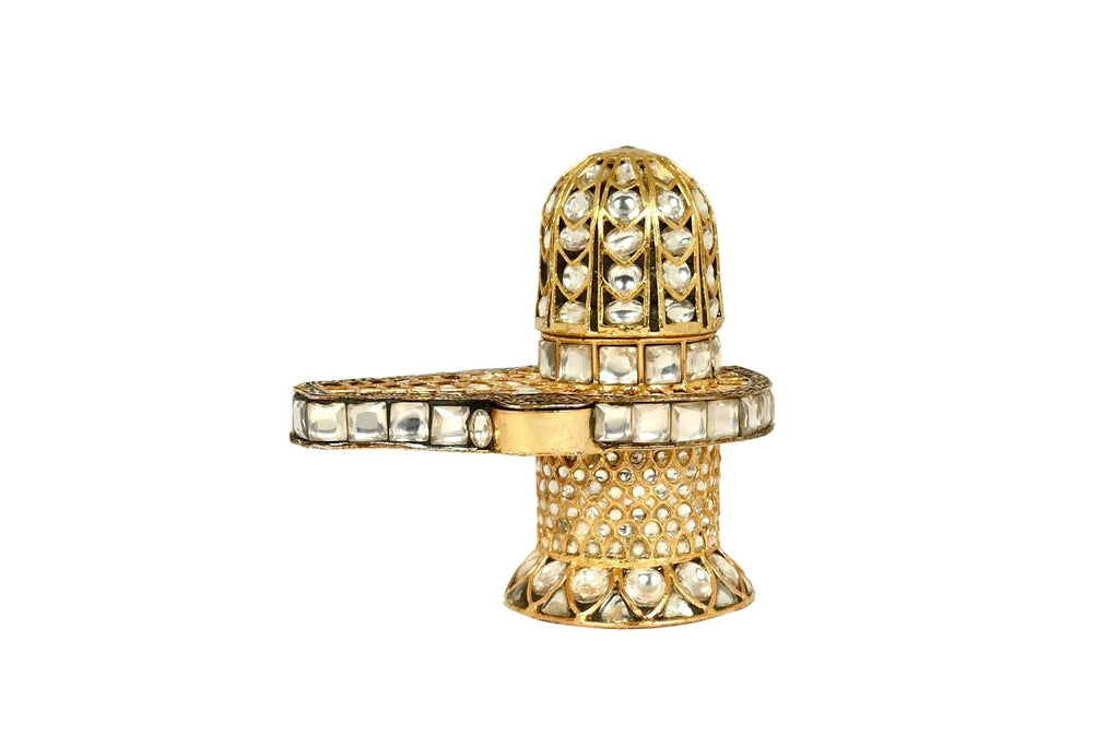 Ornate Gold & Kundan Shiva Lingam Idol