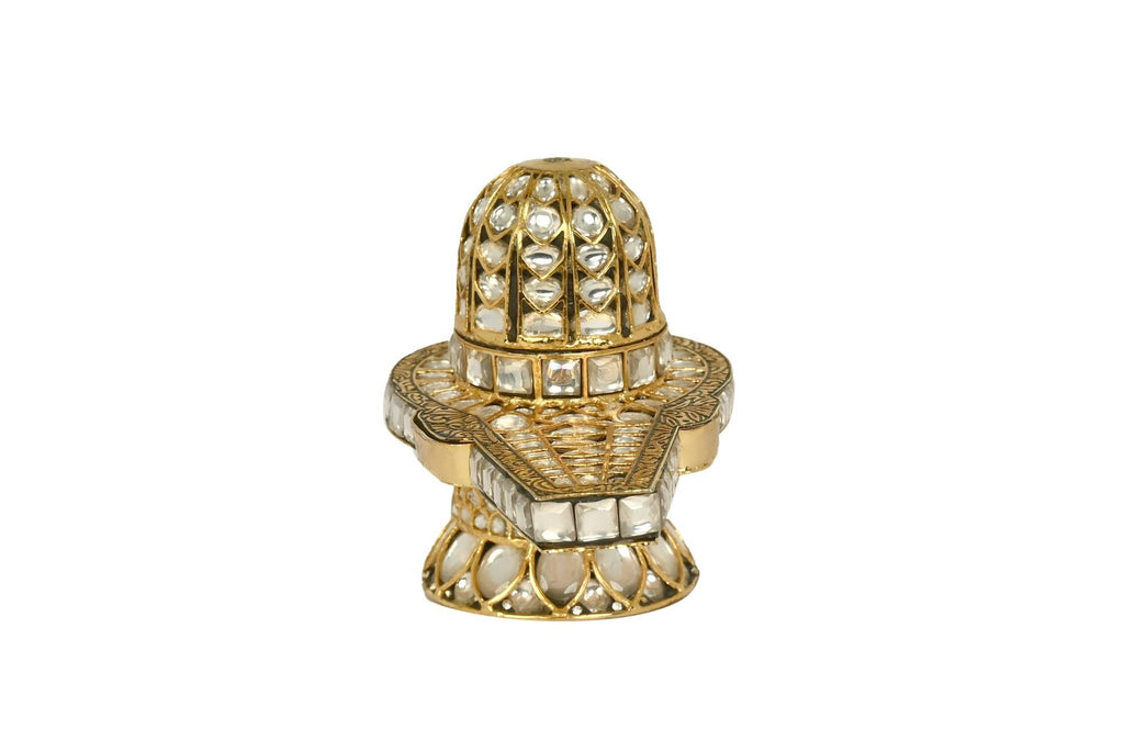Ornate Gold & Kundan Shiva Lingam Idol