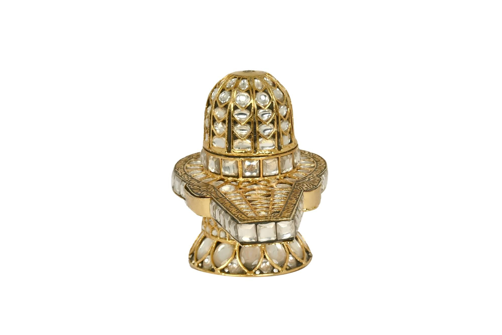 Ornate Gold & Kundan Shiva Lingam Idol