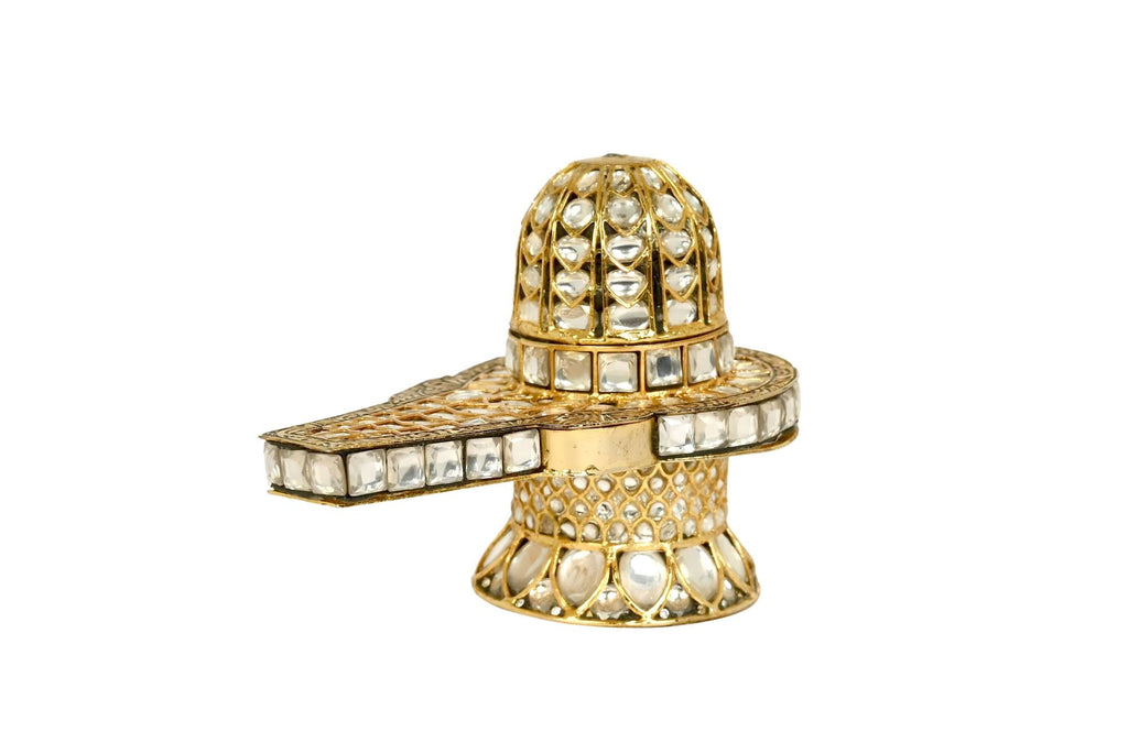 Ornate Gold & Kundan Shiva Lingam Idol