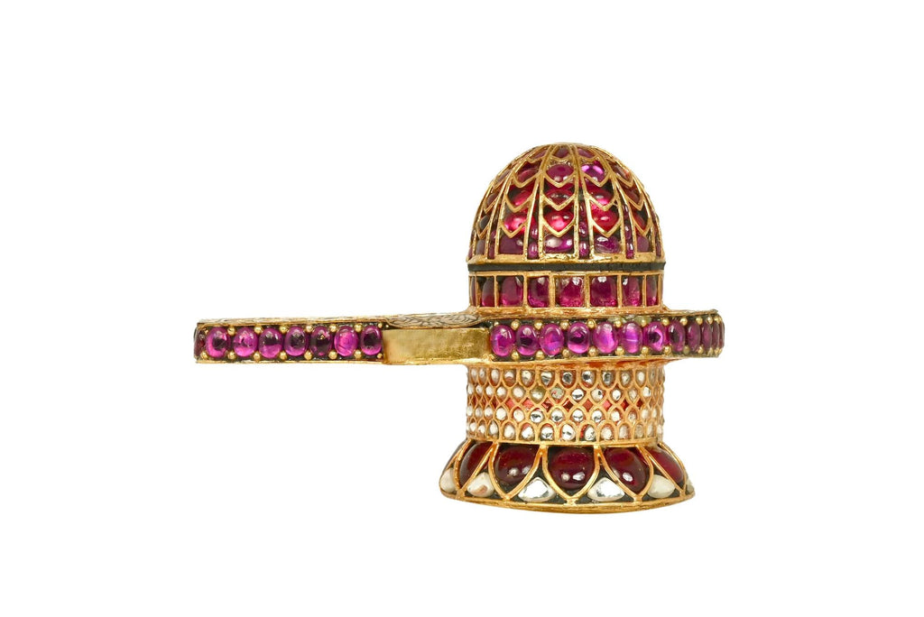 Ornate Gold & Ruby Shiva Lingam Idol