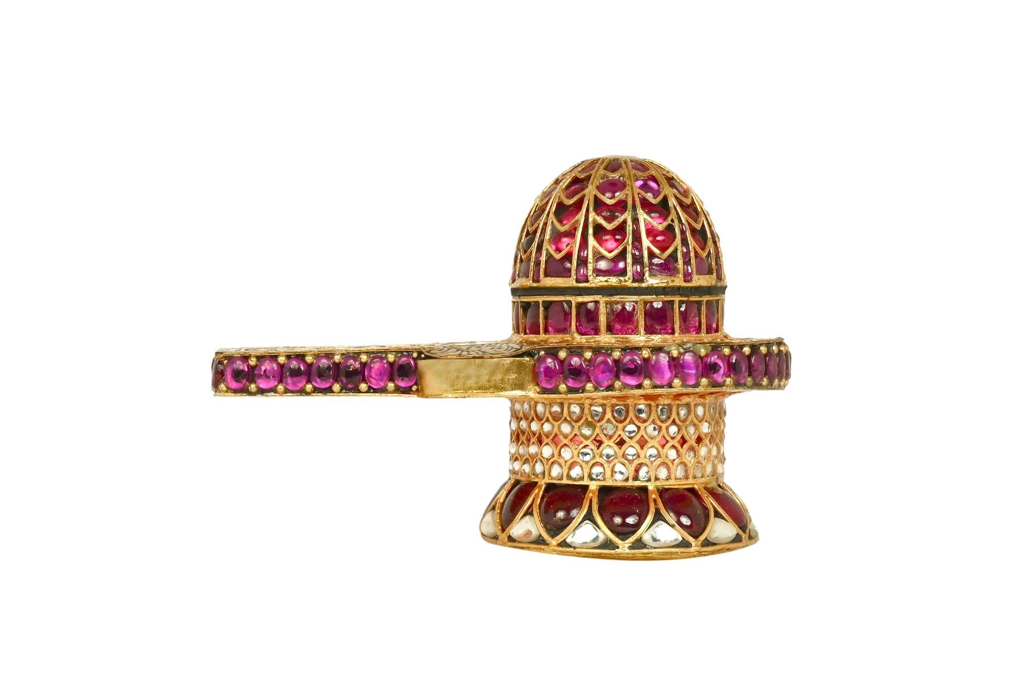 Ornate Gold & Ruby Shiva Lingam Idol