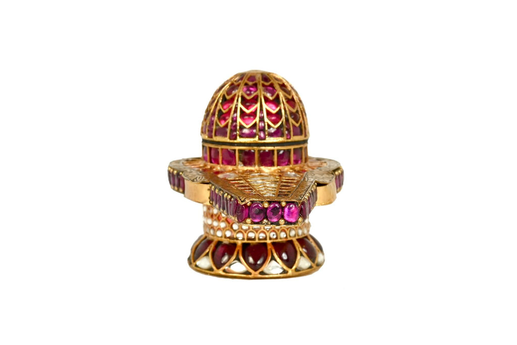 Ornate Gold & Ruby Shiva Lingam Idol