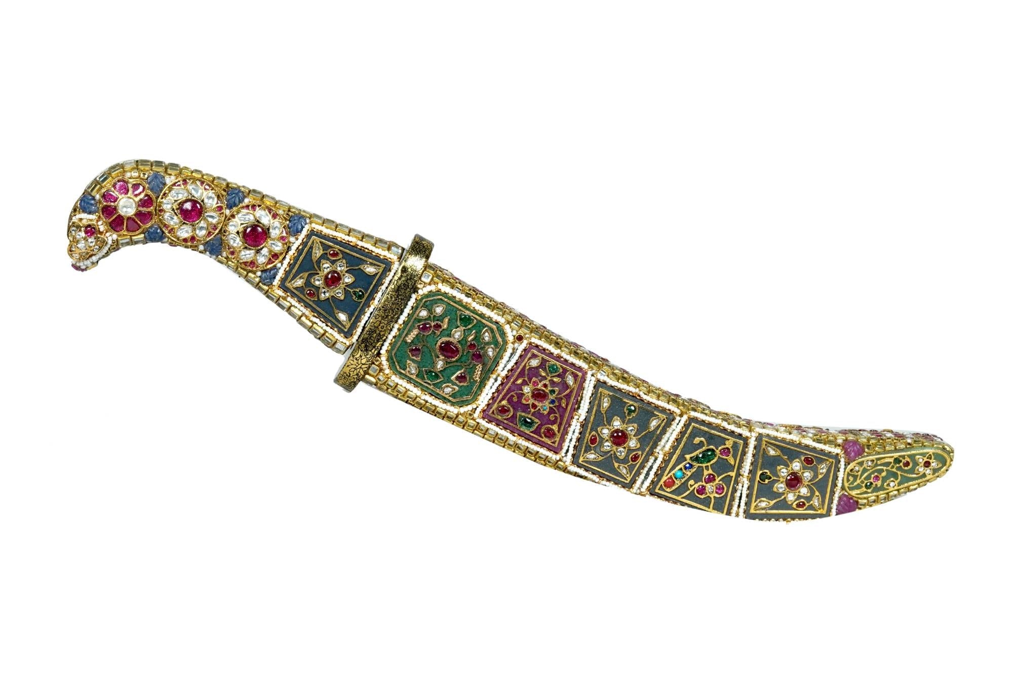 Ornate Gemstone Khanjar Dagger