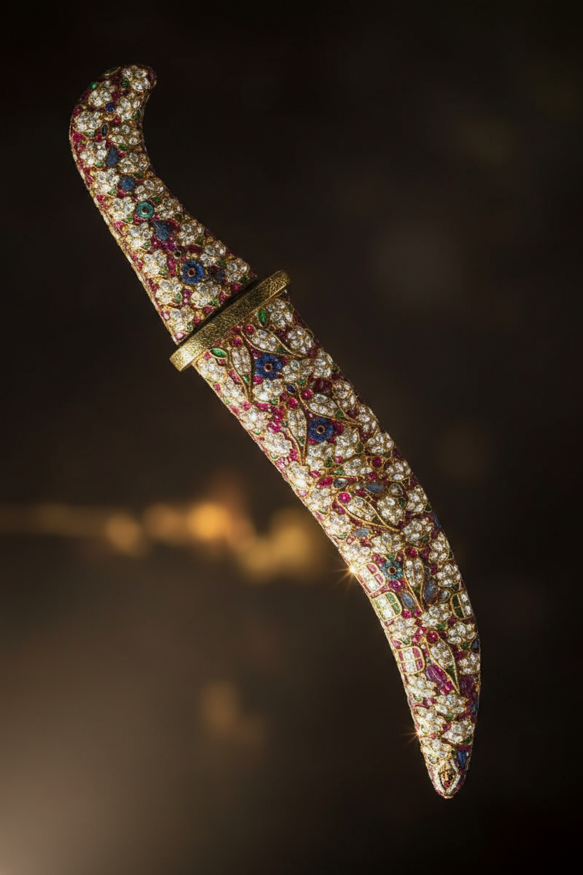 Ornate Gemstone Khanjar Dagger